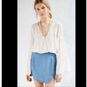 UO BDG Dolphin Hem Light Chambray Mini Skirt